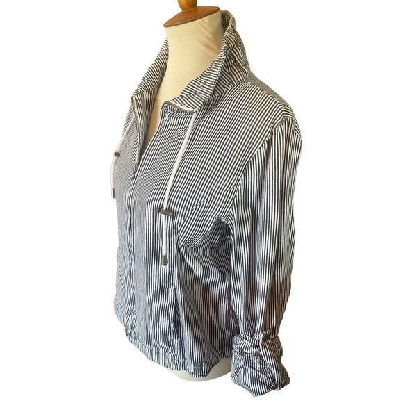 L.A.L Live A Little Long Sleeve Striped Cotton Full Zip Jacket Size Medium - Picture 8 of 9